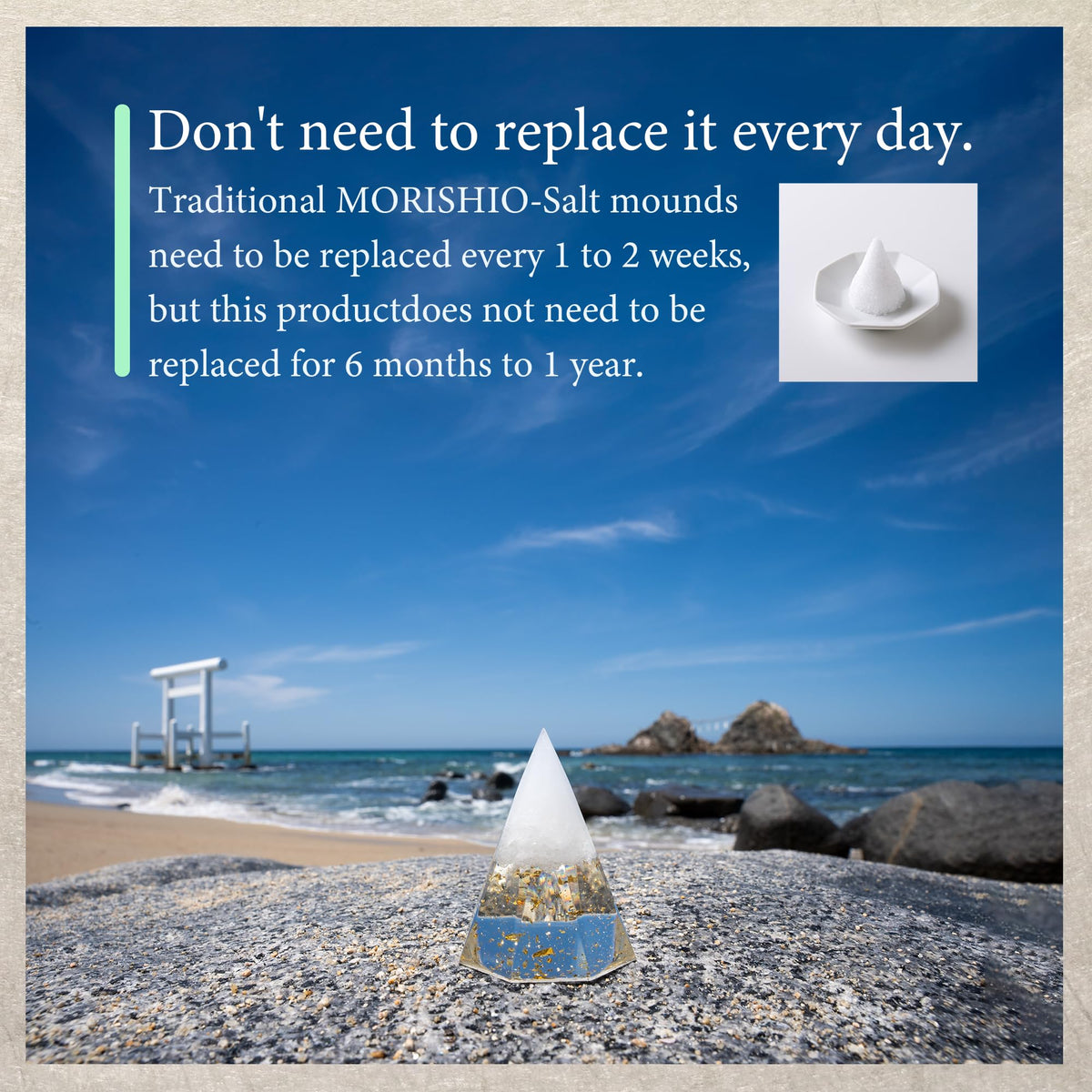 MORISHIO Japanese Orgone Pyramid, Salt purification zen lucky ornaments (Gold)