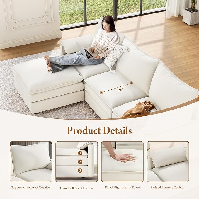 Vesgantti Large Modular Sectional Sofa, Big Comfy Cloud Couch