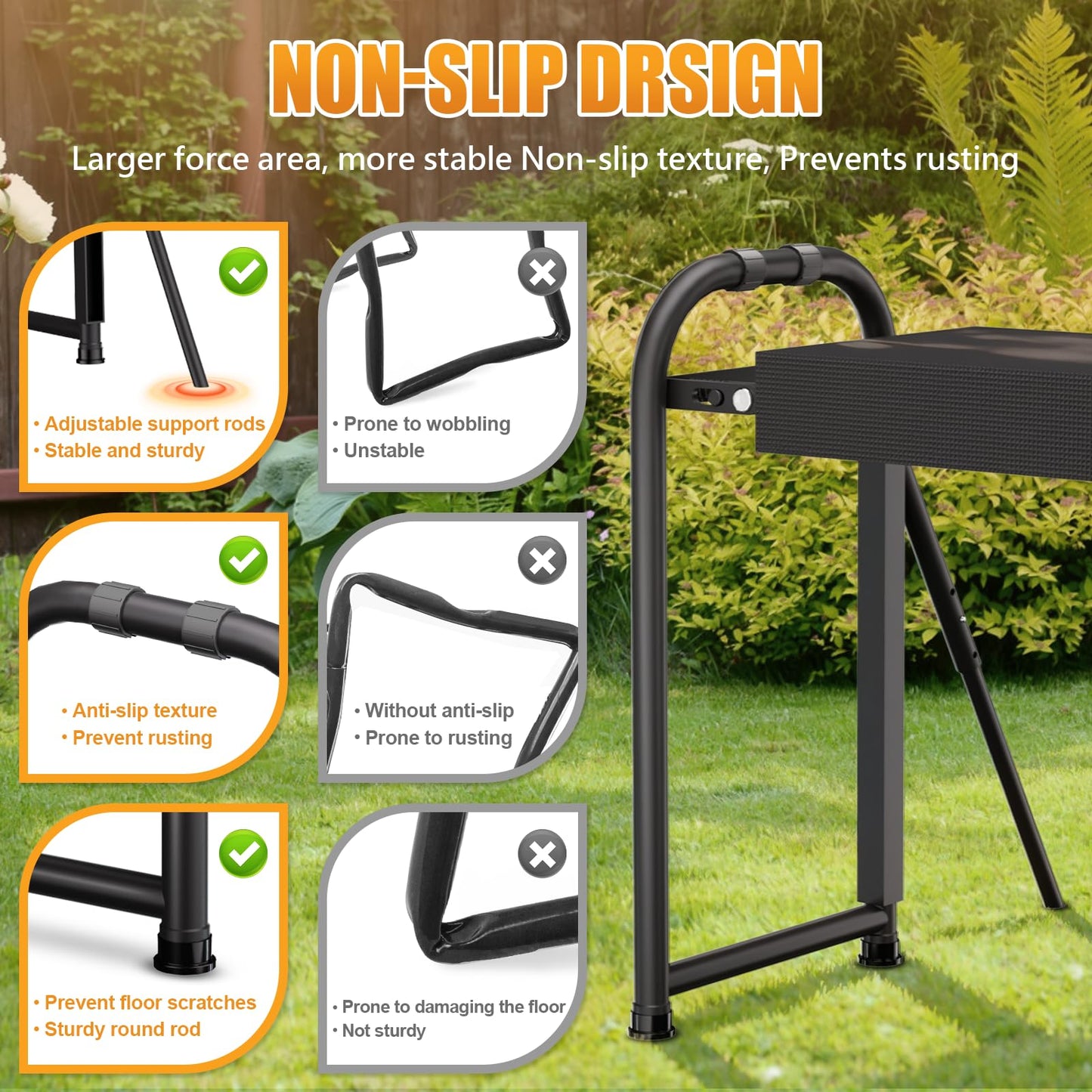 seasky Foldable Garden Kneeler and Seat, Anti-Tipping Gardening Bench Widened Thick Soft Kneeling Pad, Heavy Duty Gardening Stool with Tool Bag,Gardening Gift for Women
