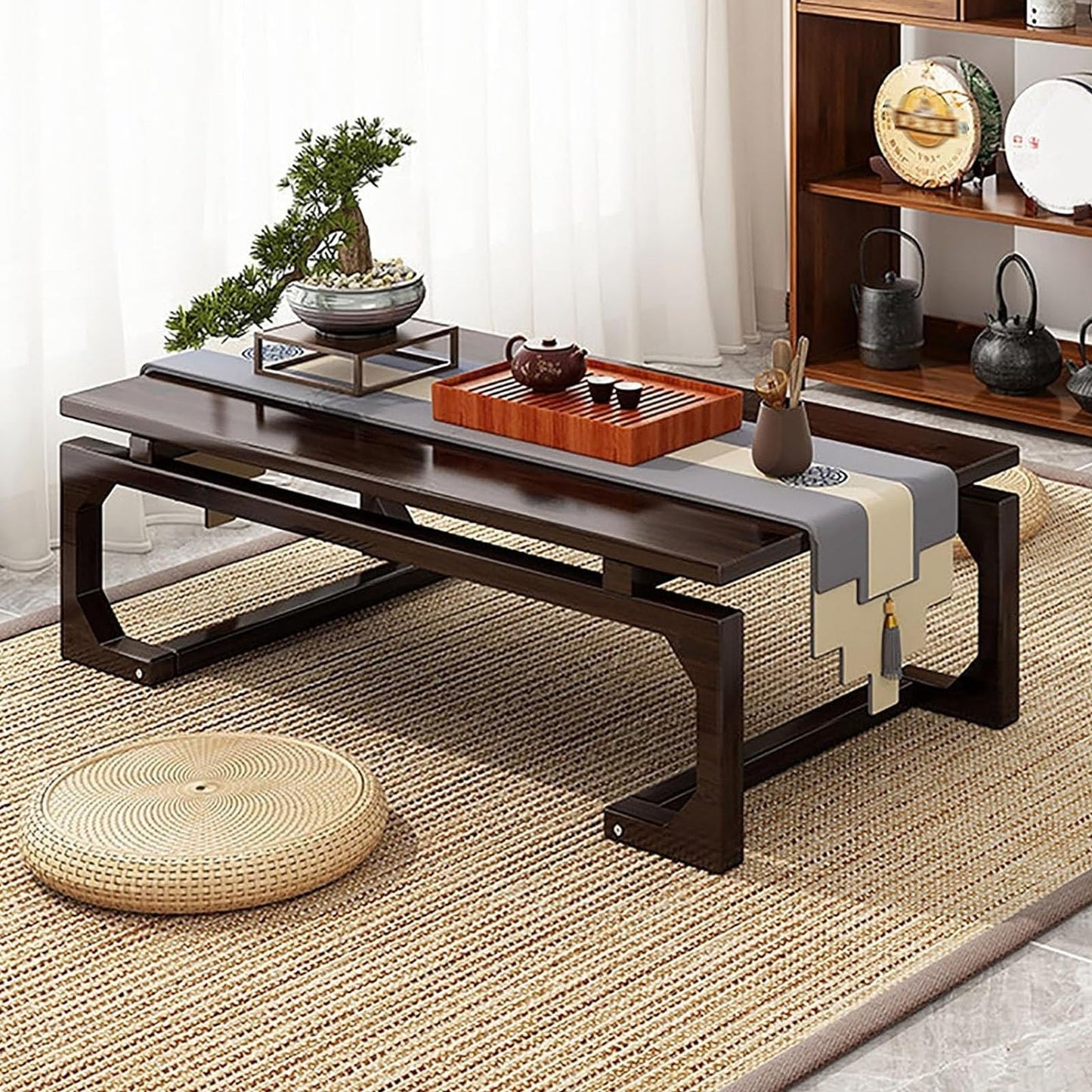 GHHDPXM Multifunctional Japanese Floor Sitting Table Rectangular Wooden Chabudai Tea Table for Living Room Home Office – Low Wood Table (80x50x30cm/31.4x19.6x11.8'')