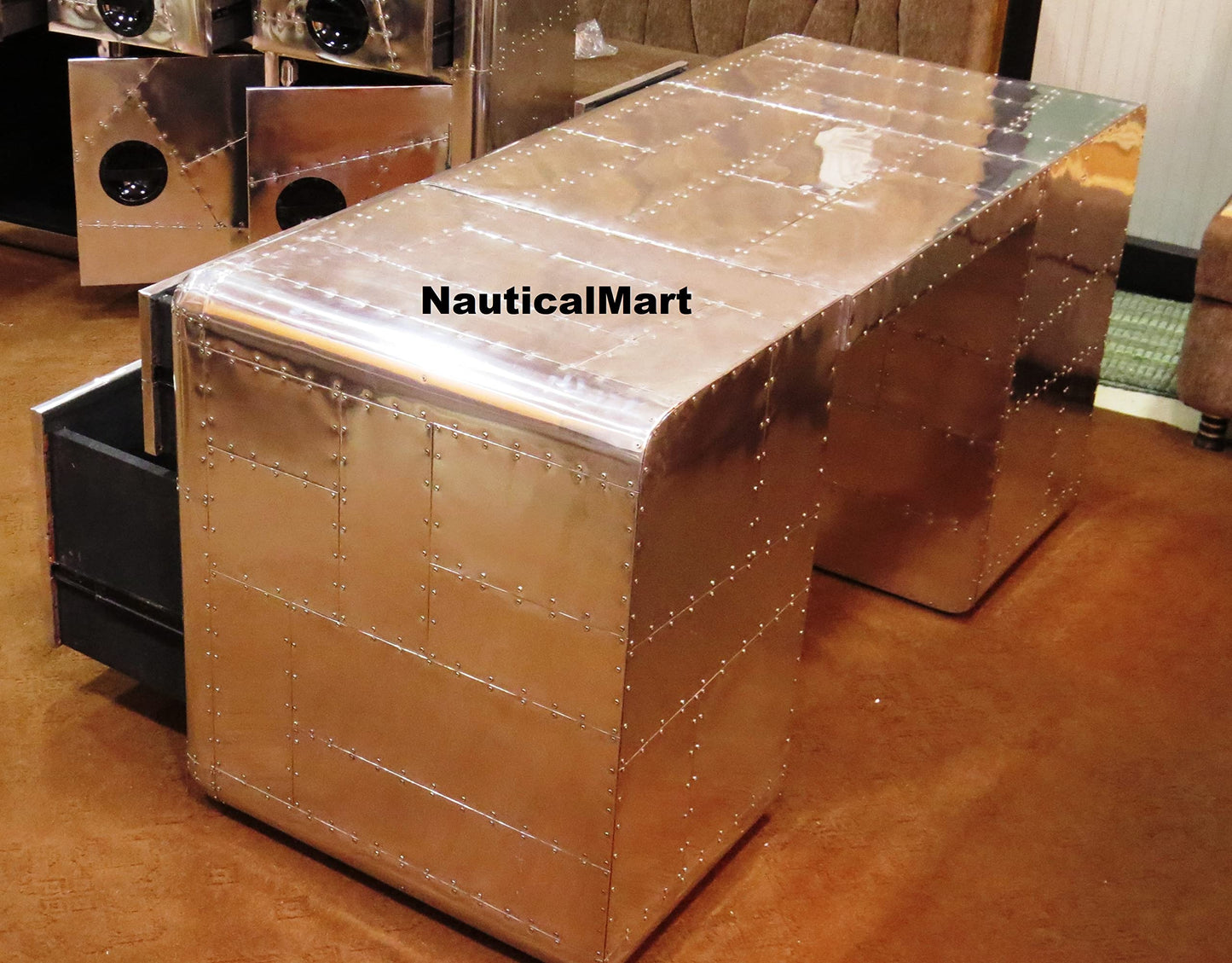 NauticalMart Vintage Antique Design Blackhawk 61" Desk with Four Drawers
