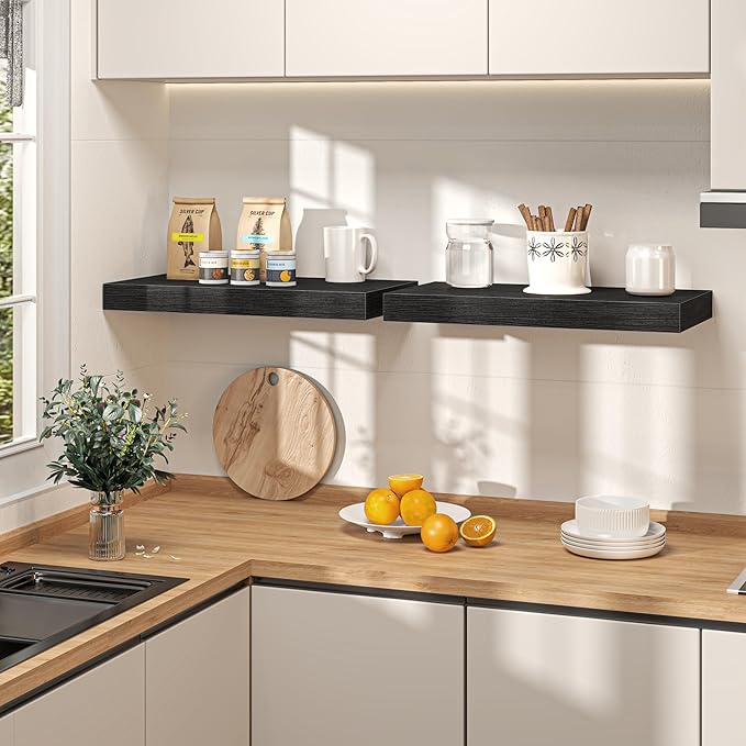 Fun Memories 72 Inch Floating Shelves, 12 Inch Deep Wall Shelf