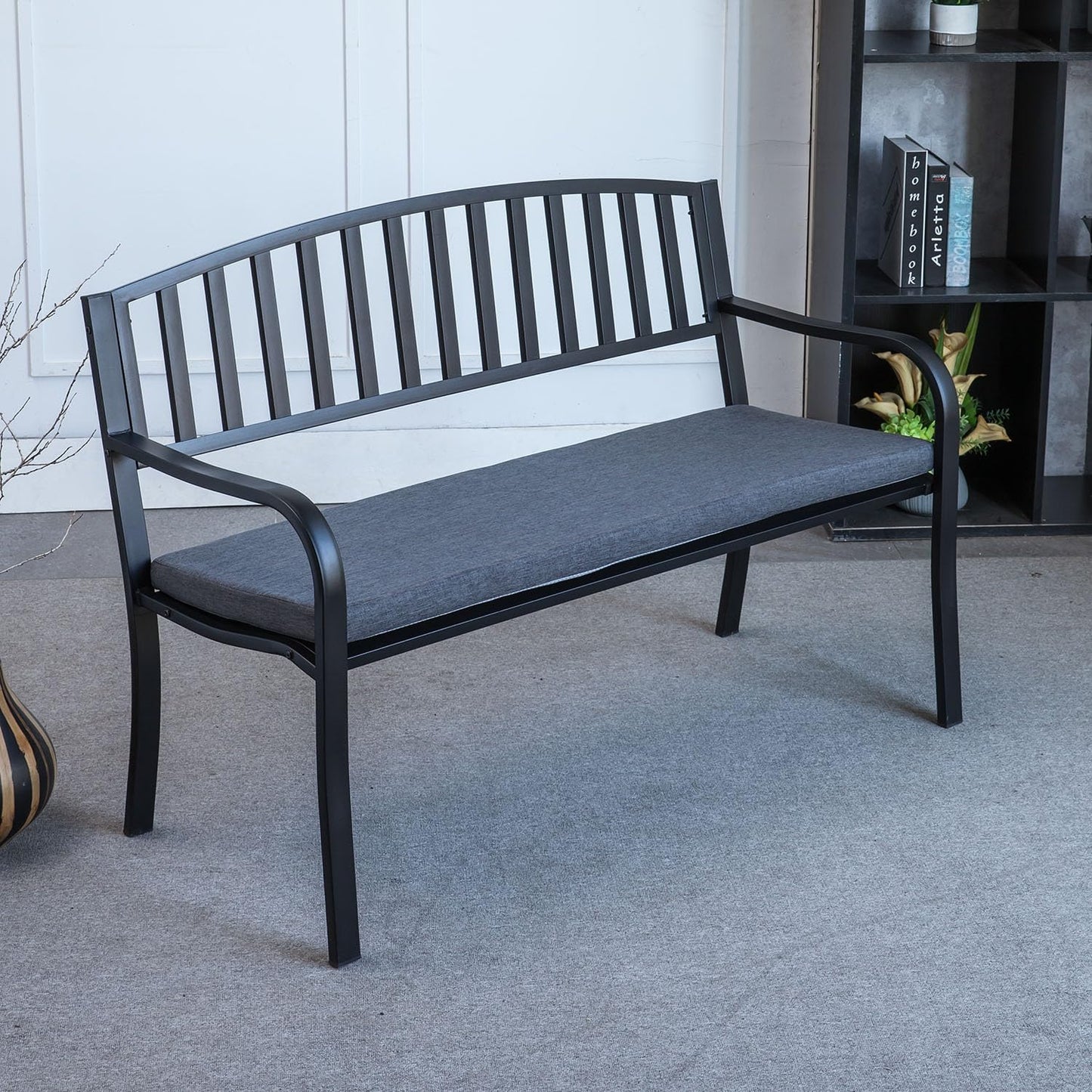 Barpoullar 60x16 in Rectangle Bench Cushion for Indoor Furniture Non-Slip Long Dining Seat Pad, Washable Textured Fabric Window Cushions for Entryway Bench, Farmhouse Mudroom Piano Stool, Gray