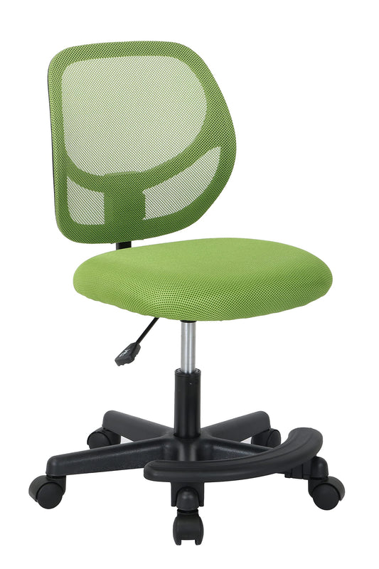 Amazon Basics Kids Adjustable Height Mesh Low-Back Swivel Desk Chair with Footrest, Rolling Computer Chair for Student Homework, Green