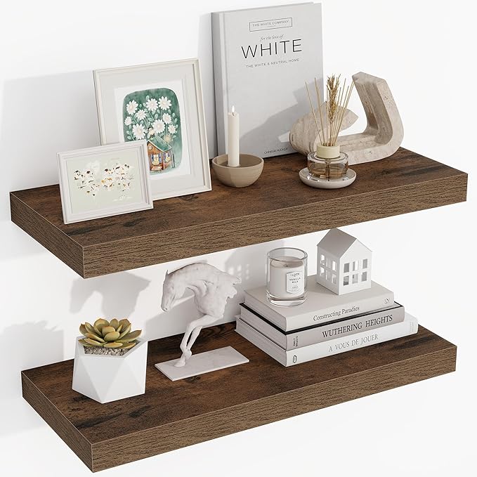Acovy 24 Inch Floating Shelves, 3D Textured 24"x9.25"x1.5" Inch Deep Floating