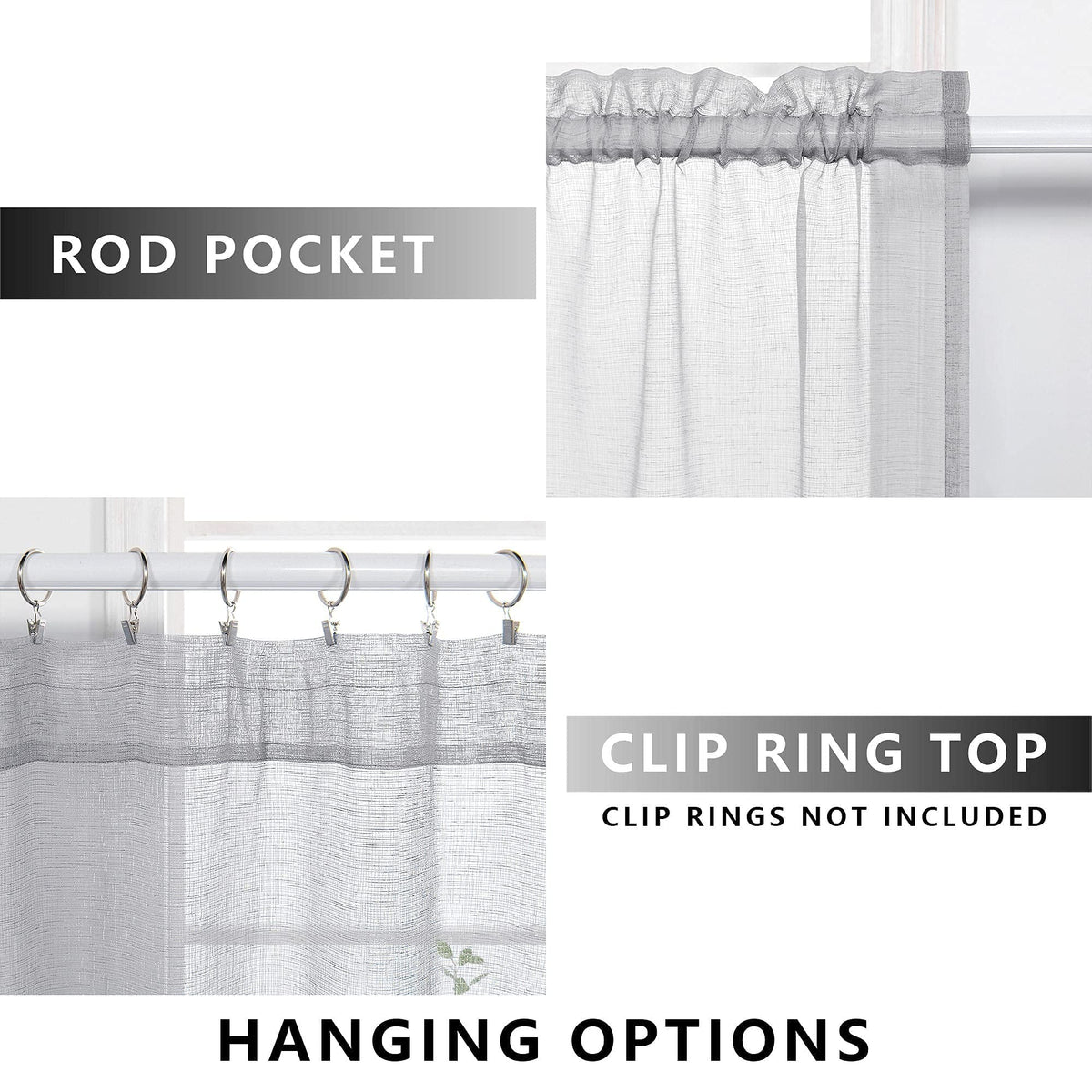 KOUFALL Grey Curtains 84 Inches Long for Bedroom Set 2 Panels Pair Rod Pocket Window Translucent Faux Linen Drapes Light Filtering Semi Sheer Gray Opaque Curtains for Living Room 52x84 Inch Length