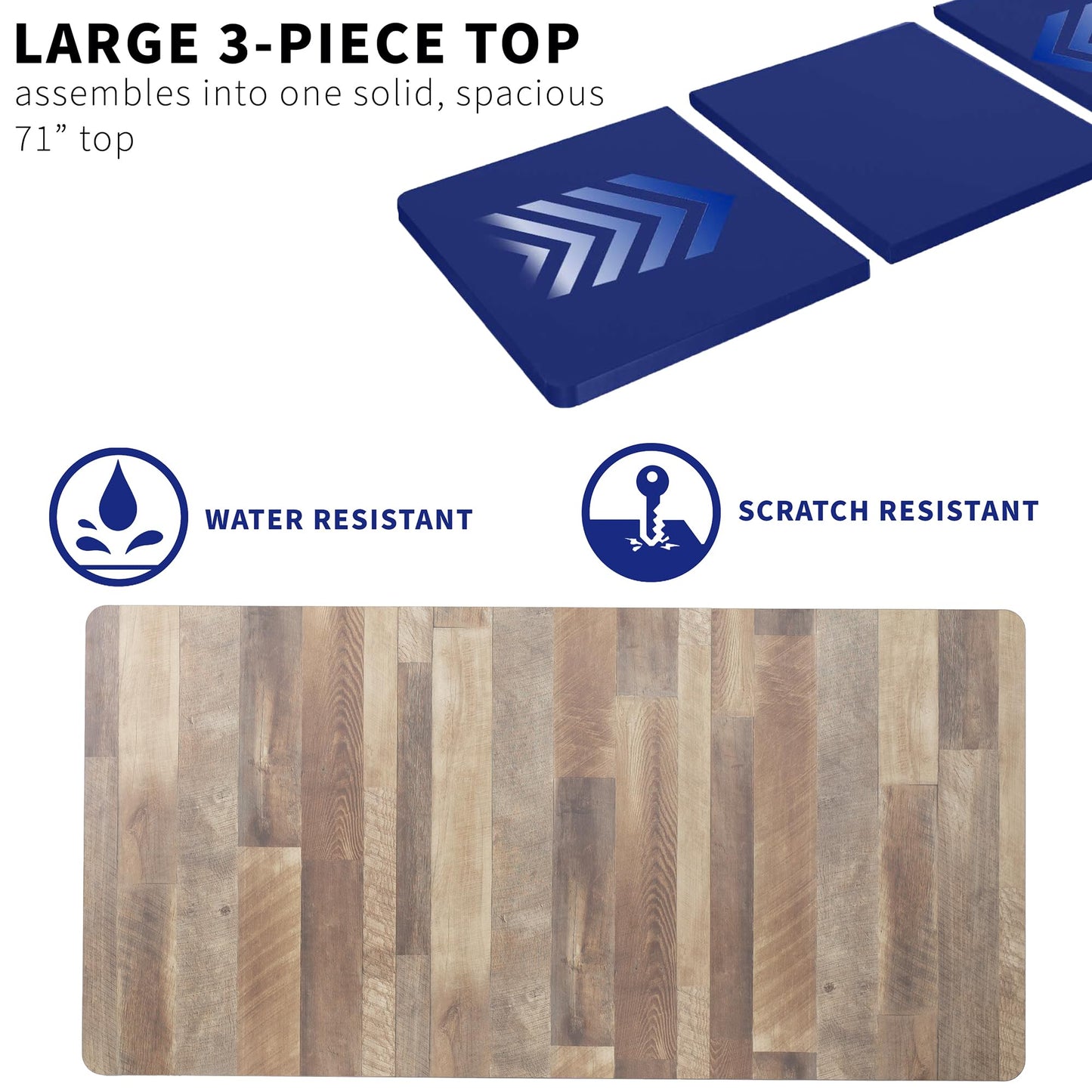 VIVO Universal 71 x 36 inch Table Top for Standard and Sit to Stand Height Adjustable Home and Office Desk Frames, Reclaimed Wood Extra-Wide Desktop, DESK-TOP72-36P