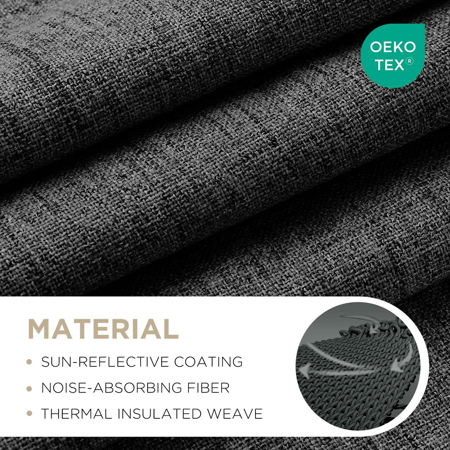 Joydeco Blackout Curtains for Bedroom - 100% Light Blocking 2 Panels Set Black Drapes 66" W x 96" L, Thermal Insulated Room Darkening Curtains, Linen Textured for Living Room, Rod Pocket & Back Tabs