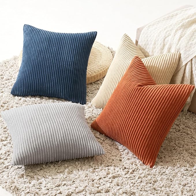 MIULEE Boho Farmhouse Throw Pillow Covers 18x18 Inch Set of 4 Summer Mordern