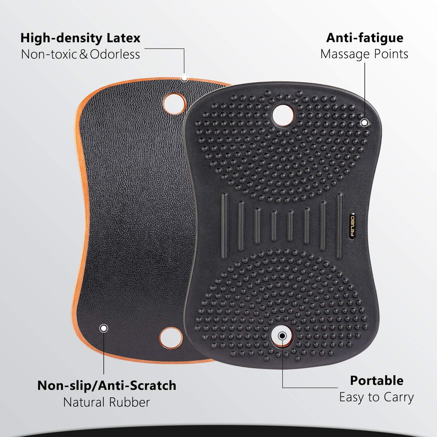 FEZIBO Standing Desk Mat Balance Board, Anti Fatigue Mat Standing Desk Office, Wobble Board with Ergonomic Design, Obsidian Black