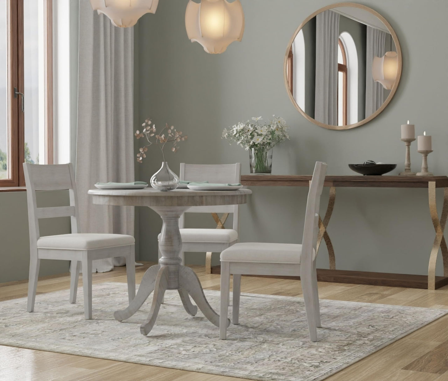 Carolina Chair & Table Fairview Round Dining Table – Classic American Style Furniture, Seats 2-4 Person Wooden Top Pedestal Base Table for Kitchen or Dining Room (Natural Driftwood, 36")
