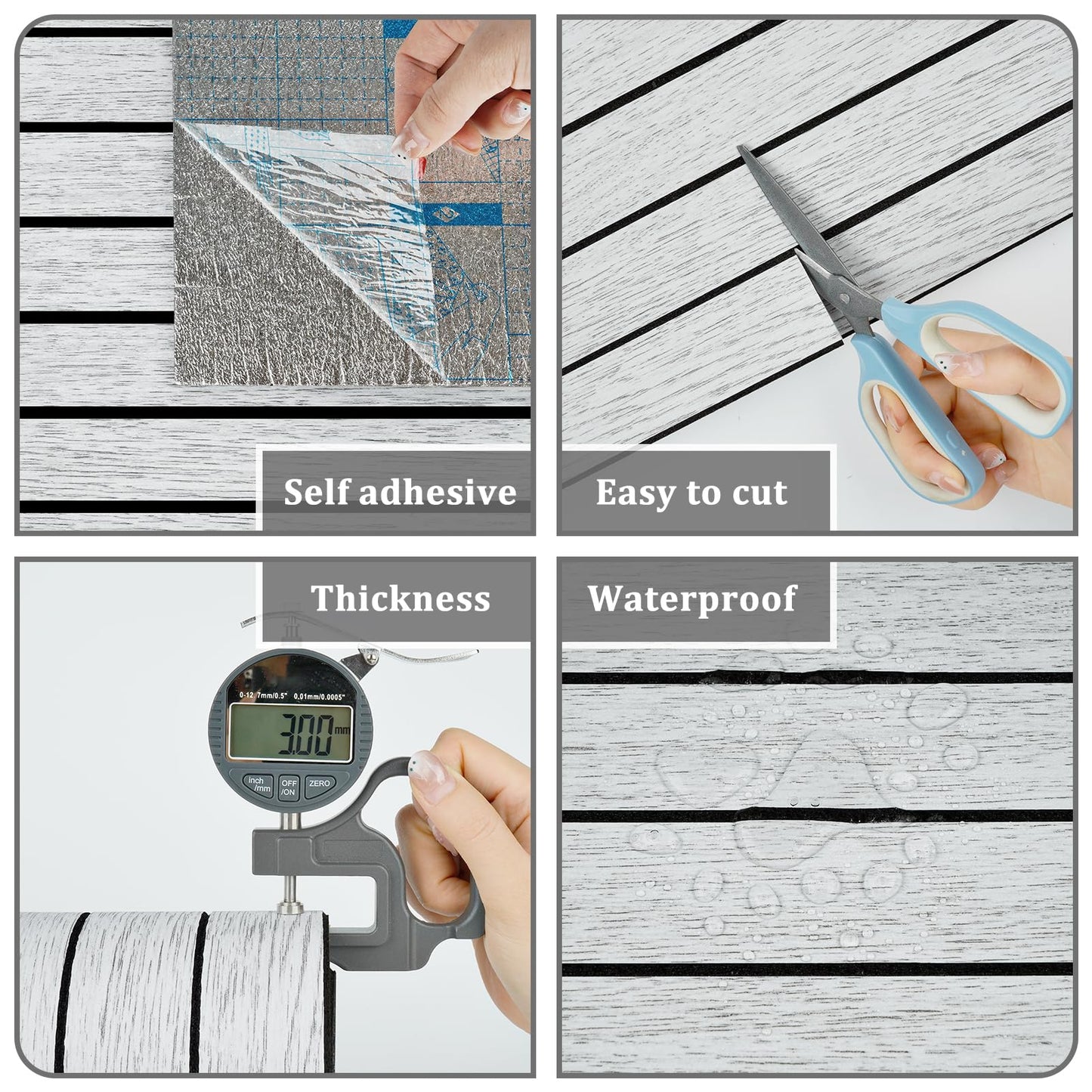 STICKEEP White/Grey Wood Slat Panels for Interior Wall Decor Self Adhesive Textured 3D Walls Paneling Soundproof Peel and Stick Wooden Slats Wall Panel for Bedroom Bathroom Living Room 118"x 23.6"