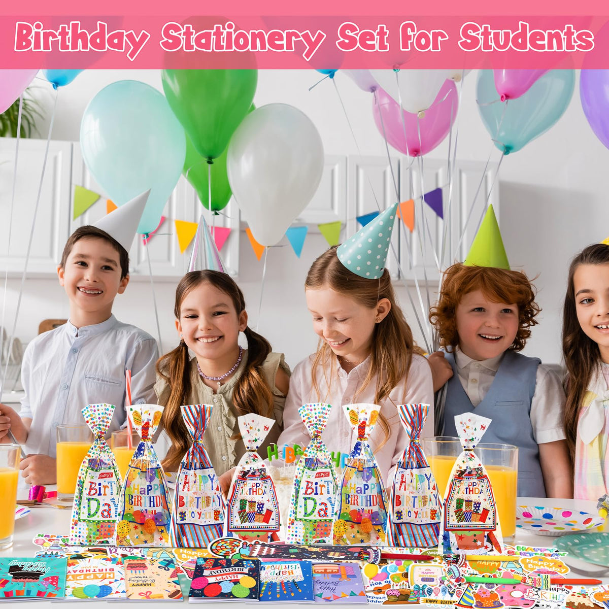 Saypacck 194 Pcs Birthday Return Gifts Birthday Classroom Stationery Party Favors Includes Notebook Ballpoint Pen Bookmark Sticky Notes Goodie Bag Stuffers Gifts School Student Rewards Prize
