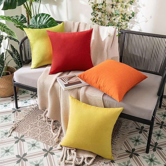 MIULEE Pack of 2 Decorative Outdoor Solid Waterproof Throw Pillow Covers Euro
