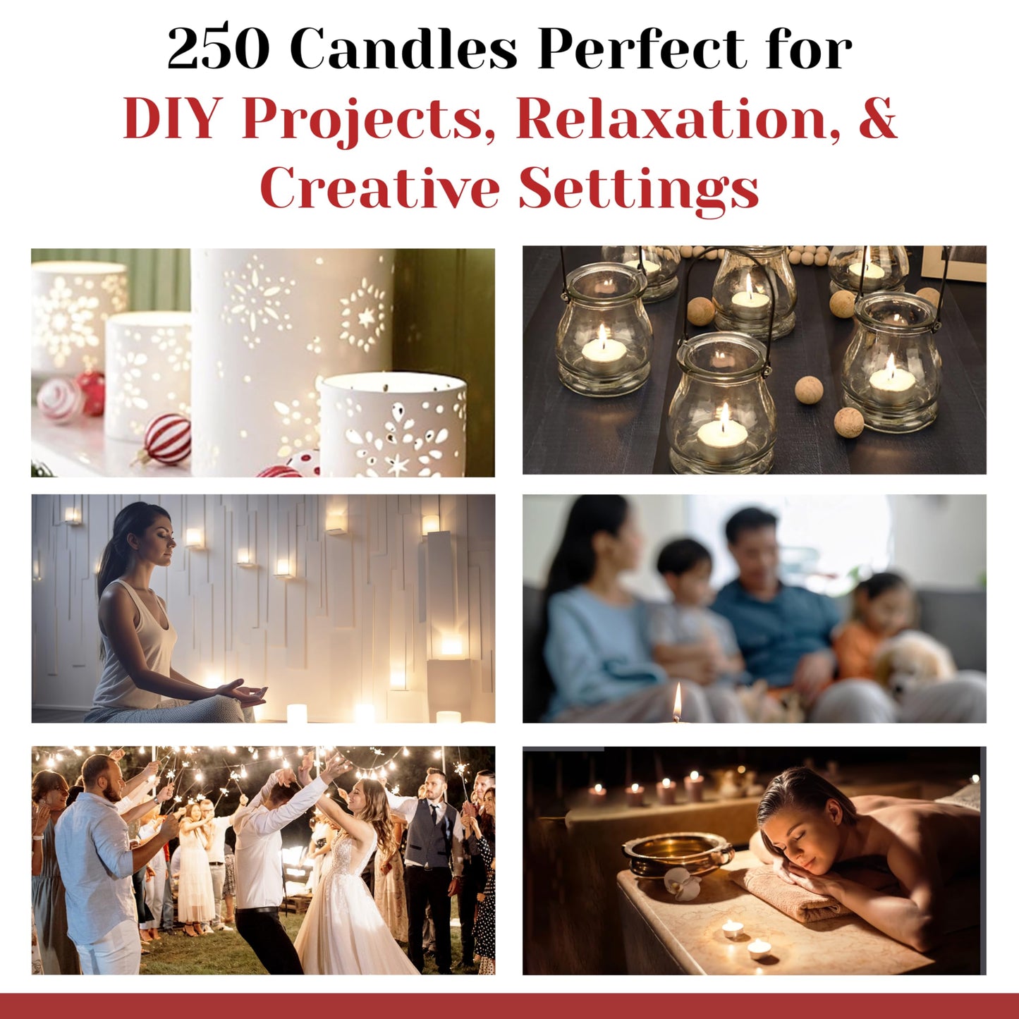 Tea Light Candles in Metal Cups - 6 Hours Clean, Long Burning White Unscented - 520 Candles - Bulk for Romantic Dinner, Wedding, Spa & Hotels by PARNOO