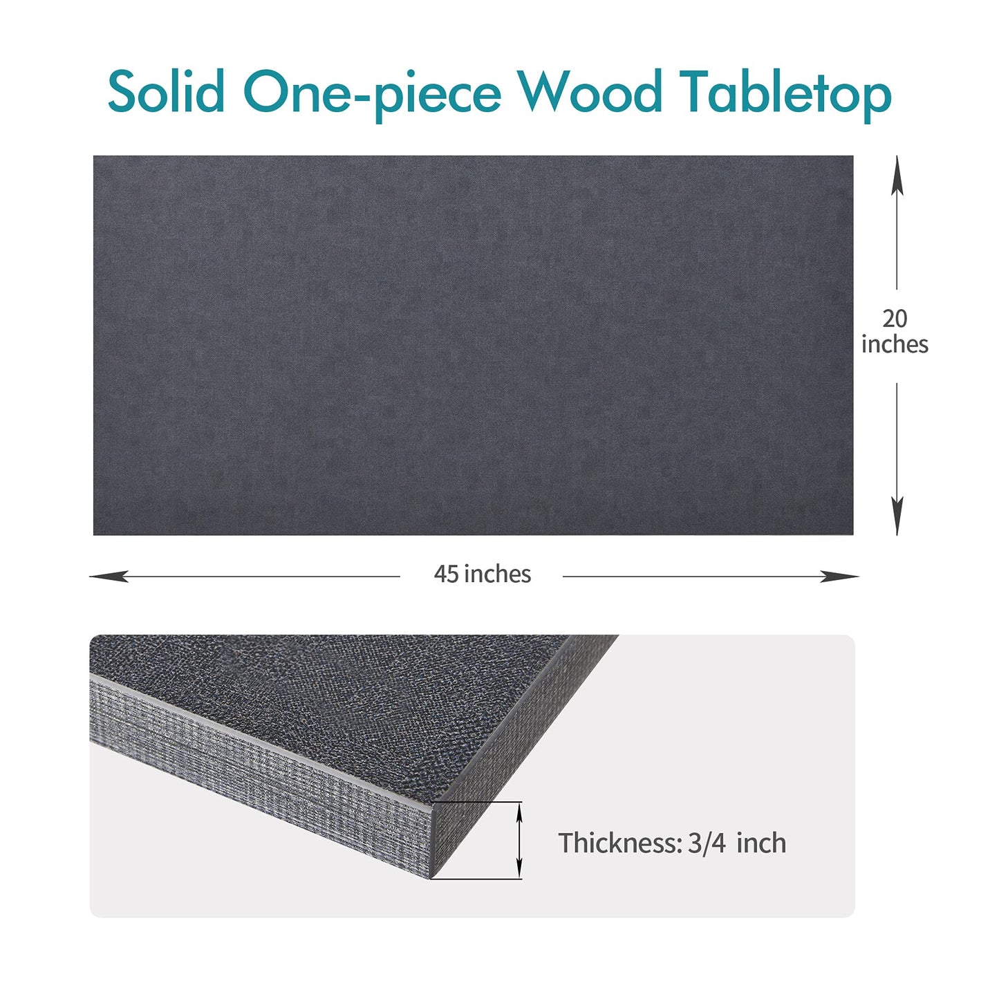 Kaboon Universal Tabletop 45"x20", Solid One-Piece Melamine Table Top, L-Desk Floating Desk DIY, Home and Office,Fabric Blue