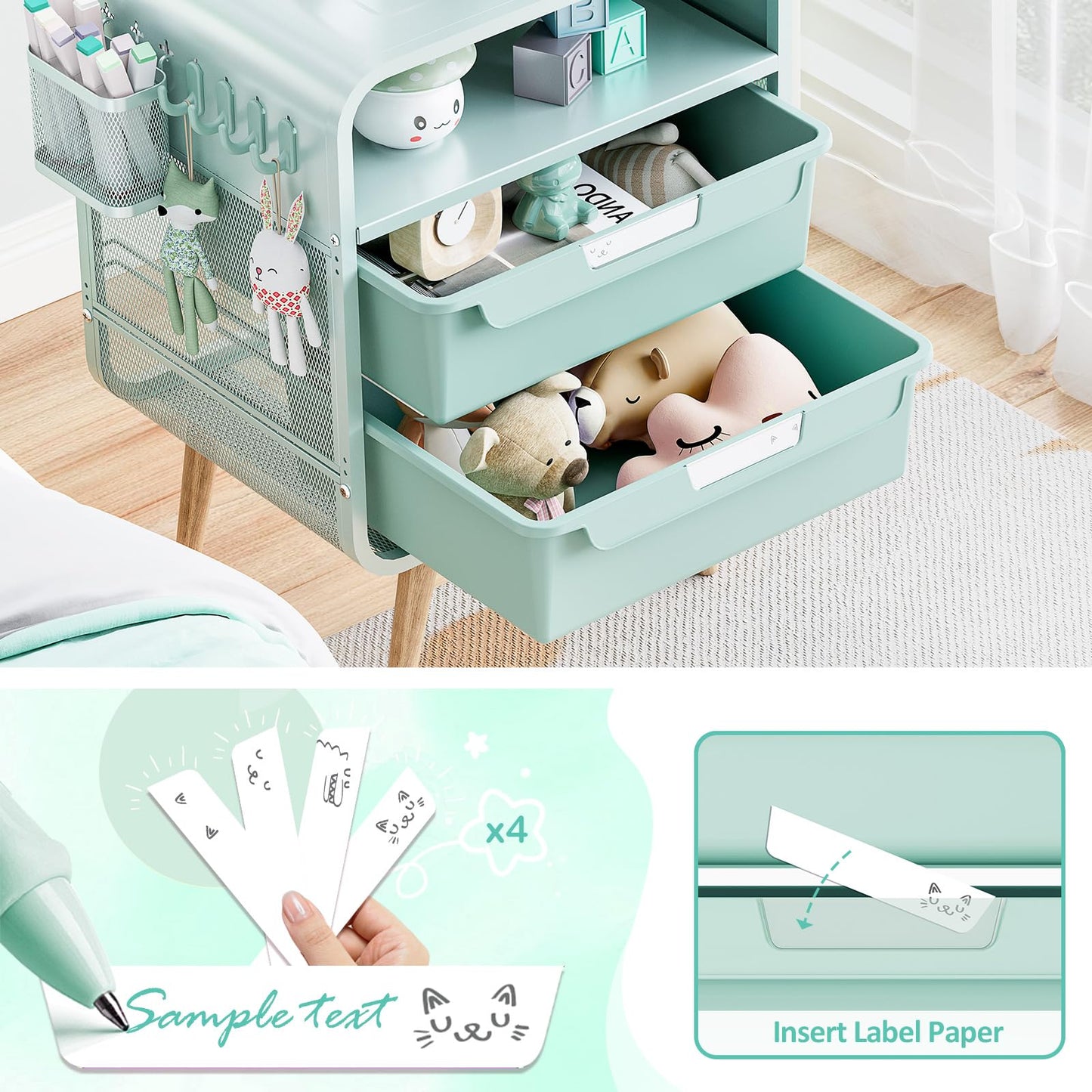 SYKIARIOL Kids Nightstand,Cute End Table with Storage Drawer,Nightstand for Girls Bedroom Furniture