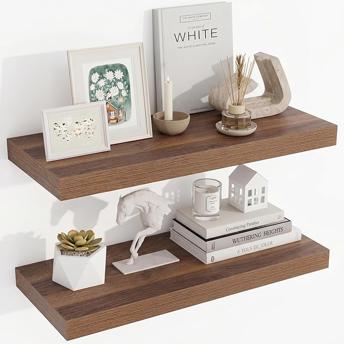 Acovy 24 Inch Floating Shelves, Wooden Shelves