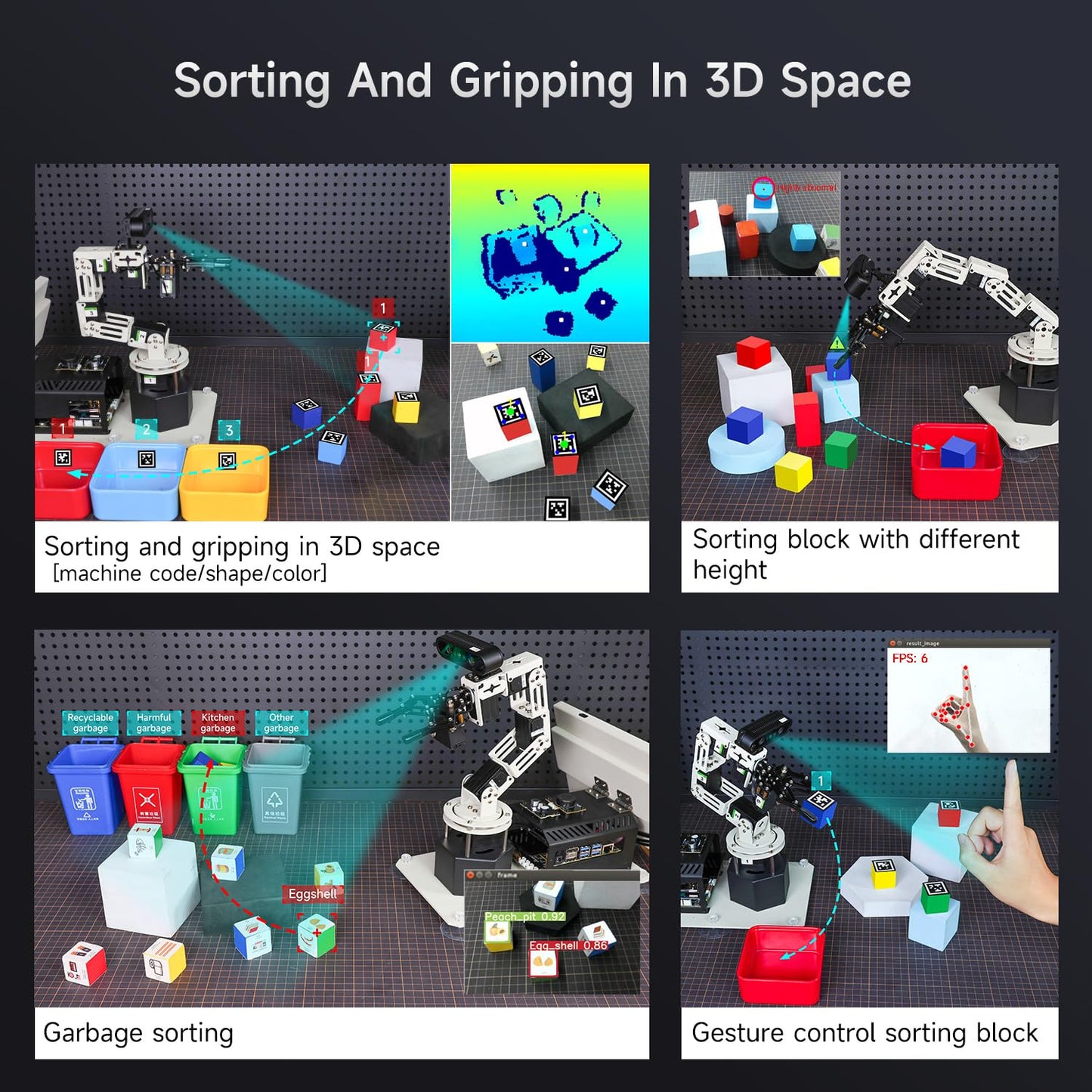 Yahboom 6DOF Program Robotic Arm Kit 3D Adaptive Gripping, 3D Automatic Recognition for Mechanical Engineers Python Supports Large AI Model (Ultimate-Nano 4GB)