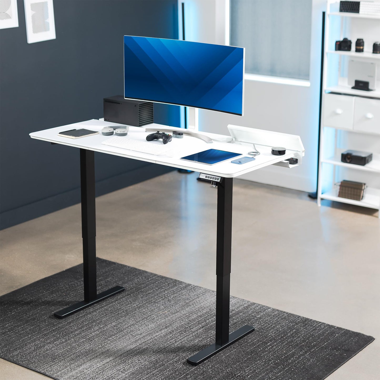 VIVO Universal 60 x 30 inch Table Top with Built-in Concealed Cable Trays for Standard and Sit to Stand Height Adjustable Home and Office Desks, Full Size Mouse Pad, White Desktop, DESK-TOP3-W