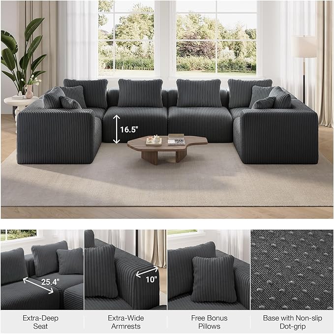Novilla 106" Modular Sectional Sofa, Modern Cloud Sectional Couch