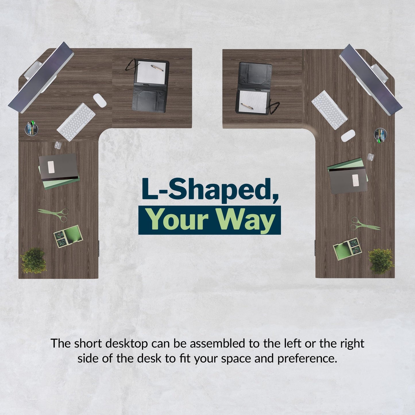 Vari ComfortEdge 80x60 L-Shape Electric Standing Desk – Height Adjustable Sit-Stand VariDesk for Corner Office with Reversible Left/Right Design + Espresso Top/Slate Legs (Ships in 3 Boxes)