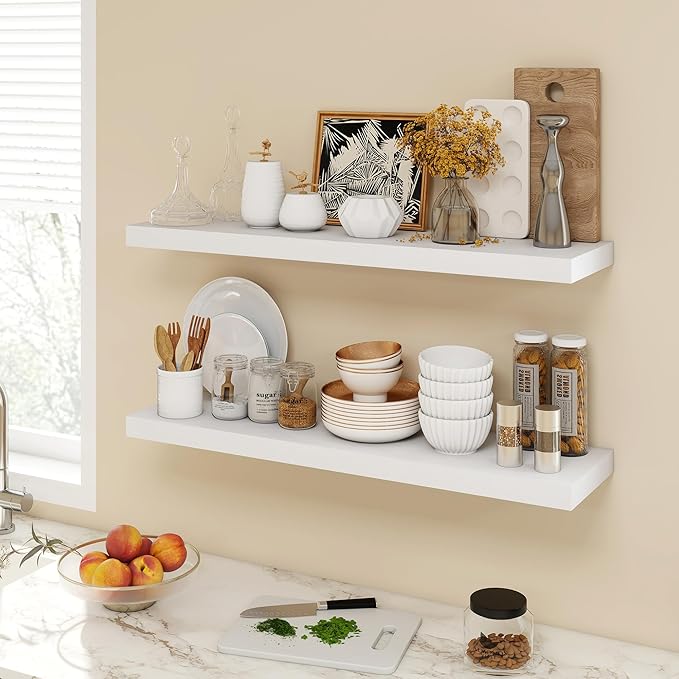 Acovy 36 Inch Floating Shelves, 9.3" Deep Floating Shelf Wall Mounted, Rustic