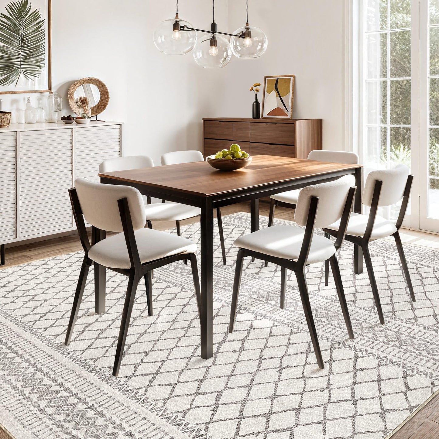 cotiled 5x7 Area Rugs Living Room Rug: Washable Boho Rugs with Non Slip Backing Large Soft Indoor Stain Resistant Carpet for Bedroom Farmhouse Dining Room Lightweight Home Decor Beige/Gray