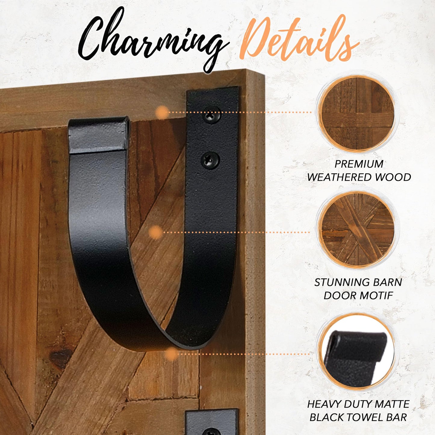 Autumn Alley Rustic Farmhouse Towel Rack for Rolled Towels – Stunning Barn Wood Farmhouse Bathroom Decor for Wall – Expertly Inlaid Wood with Matte Black Bar for Western Bathroom Decor