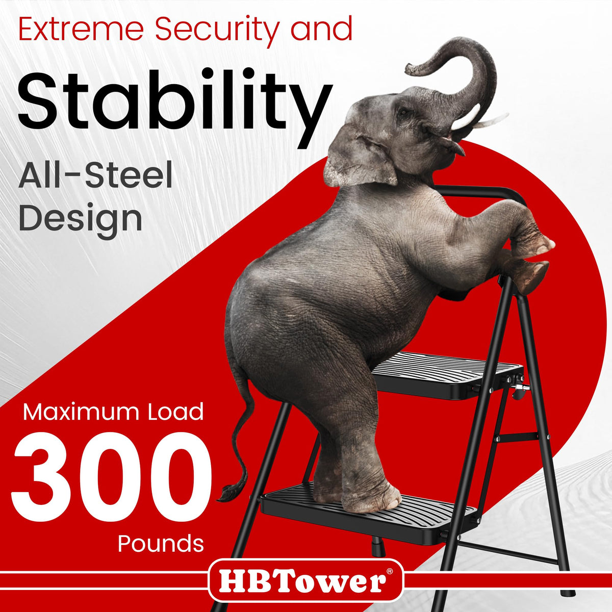 HBtower 2 Step Ladder, Step Stool with Wide Anti-Slip Pedal, Step Ladder Folding Step Stool for Adults, Lightweight Steel Portable ladders for Home Kitchen