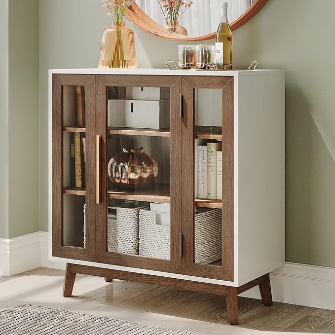 BELLEZE Modern Curio Cabinet, 3-Tiers Console Table, 31 Inch