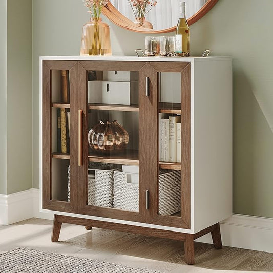 BELLEZE Modern Curio Cabinet, 3-Tiers Console Table, 31 Inch