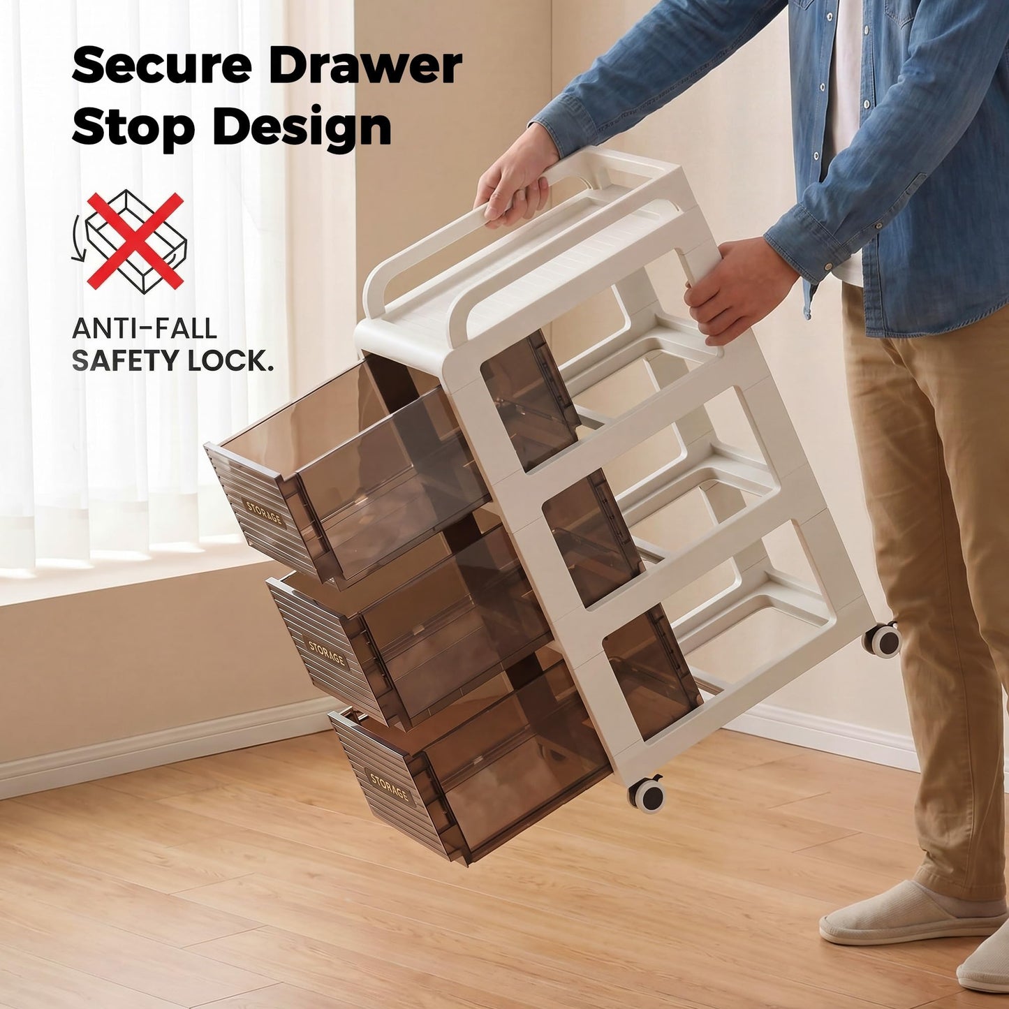 ZHYOCOGY Bathroom Storage with Drawers, 11.8" Wide Wide Slim Storage Cabinet with Wheels for Small Spaces, Narraw Cart for Kitchen Office Bedroom Dinning Room Under Desk, 29.7" Tall