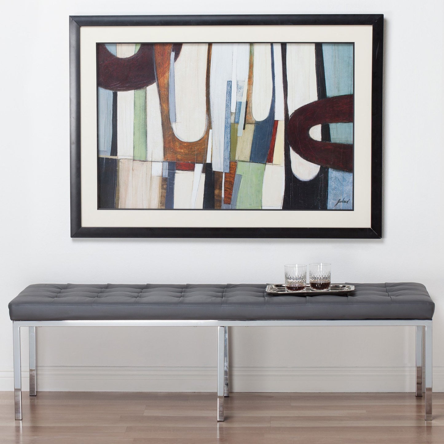 Studio Designs 72013 Bonded Leather Lintel 60" Bench, Smoke