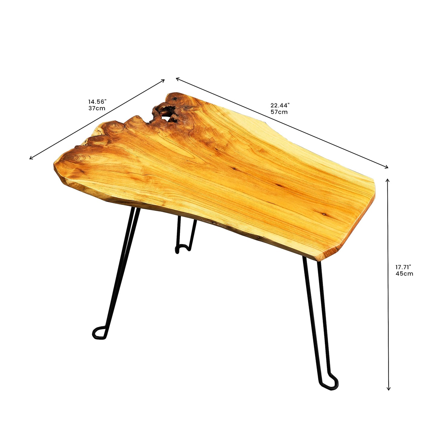 [PJ Collection] Live Edge Coffee Table, Small Coffee Table, Foldable Lightweight Side Table, Natural Wood Coffee Table, Live Edge Table, Handcrafted, No Assembly Needed