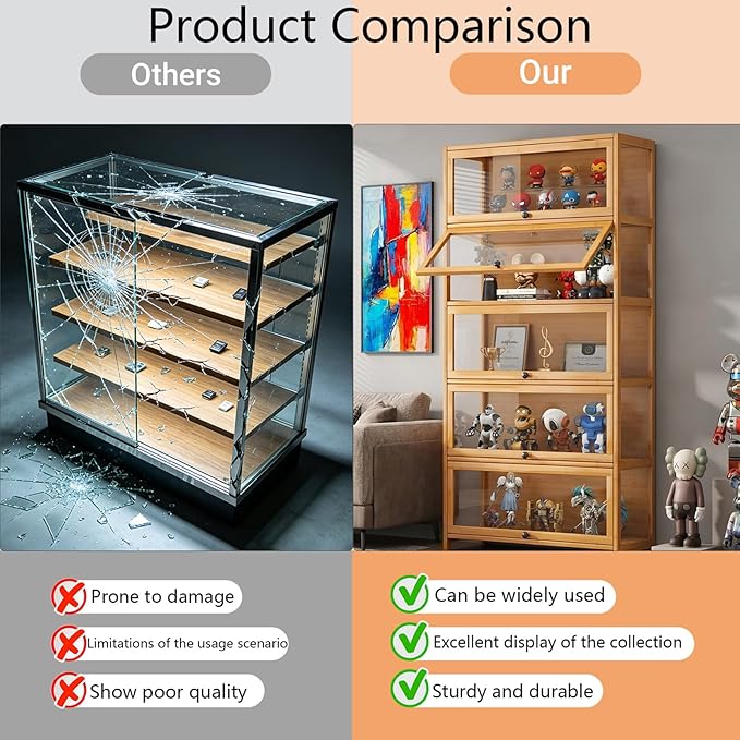 Display Cabinet with Acrylic Door, 5-Tier Curio Display Cabinet, Display Case