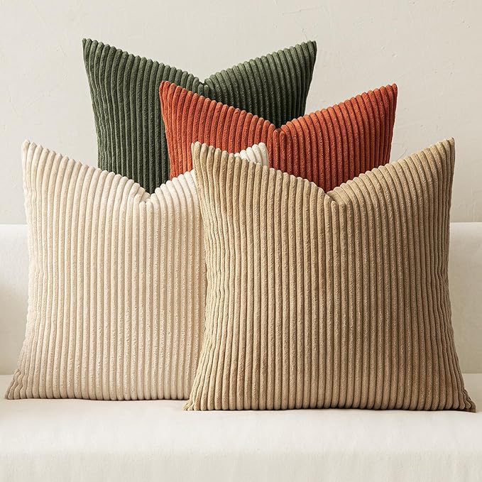 MIULEE Boho Farmhouse Throw Pillow Covers 18x18 Inch Set of 4 Rustic Modern