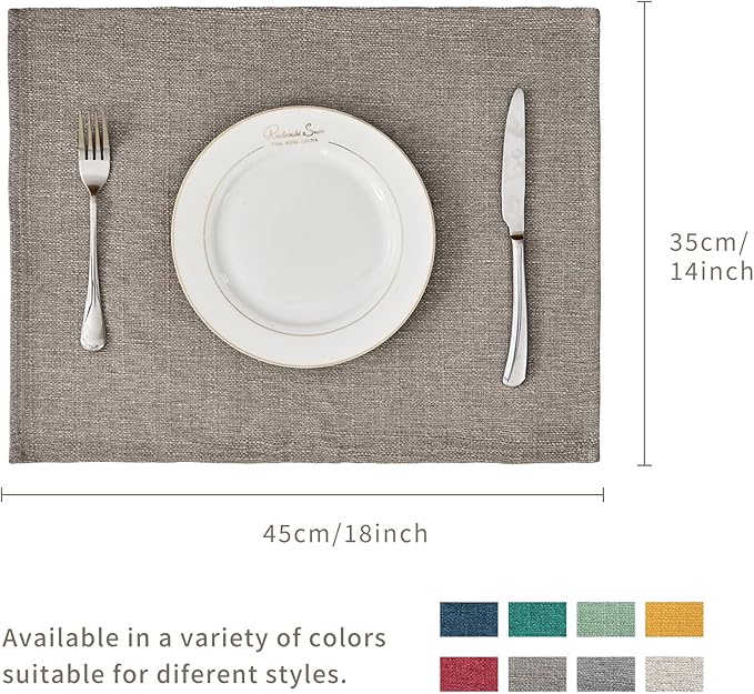 BALCONY & FALCON Placemats Set of 4 Faux Linen Cloth Place Mats Washable