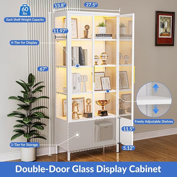 5-Tier Glass Display Cabinet