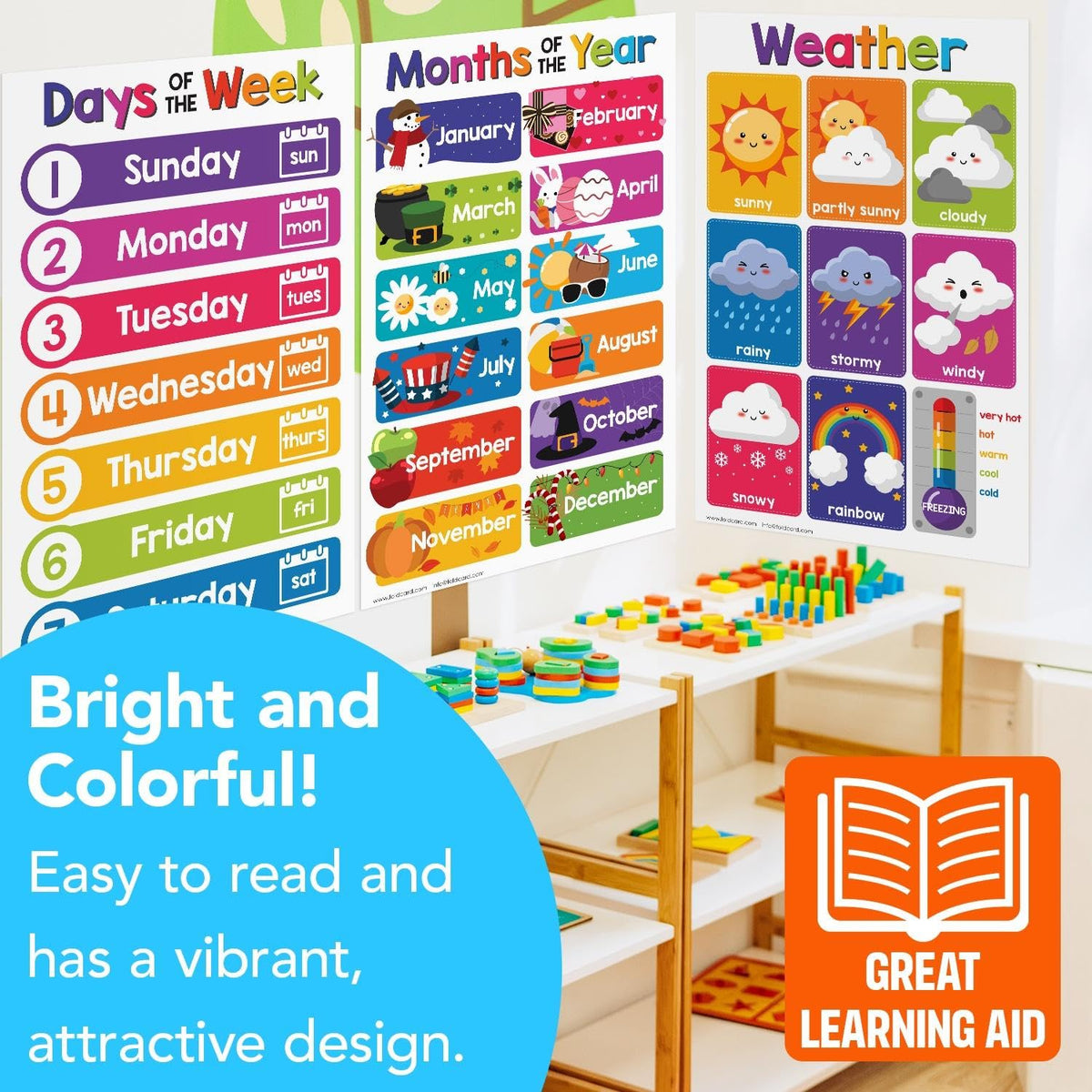 Addition Math Educational Charts for Preschool to Gradeschool – Bright and Colorful Visual/Learning Aid Poster for Classroom or Home | Printed on Glossy Durable Cardstock | 11" x 17" | 5 per Pack