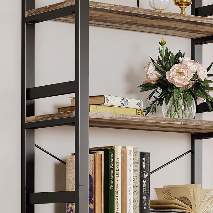 IRONCK Bookshelf, 31.5in Wide Shelf 6 Tier Bookcase, 110lbs/shelf Vintage