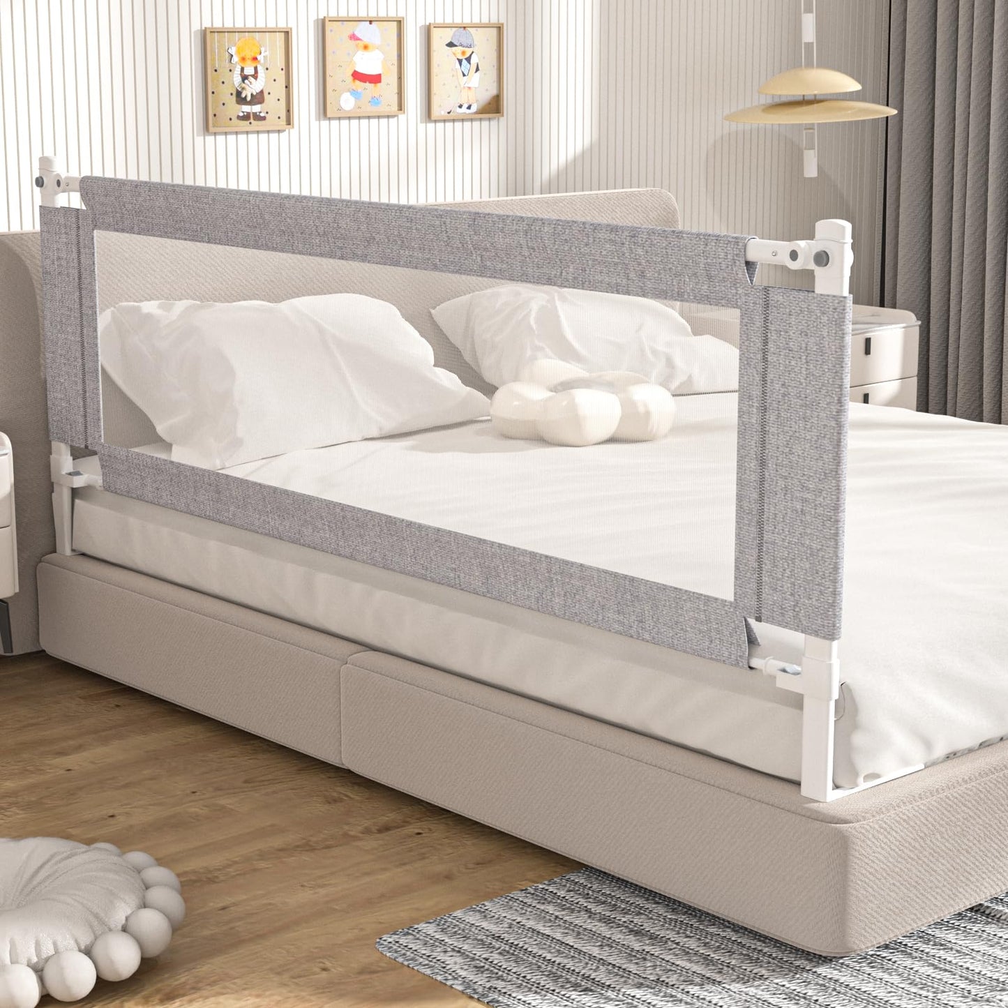 Novalithic 1-Piece Adjustable Height Baby Bed Rail, Kids Safety Guard Rails for Twin Full Queen King Size (1 Side:60")