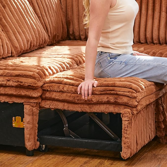 Belffin Corduroy Sectional Sleeper Sofa