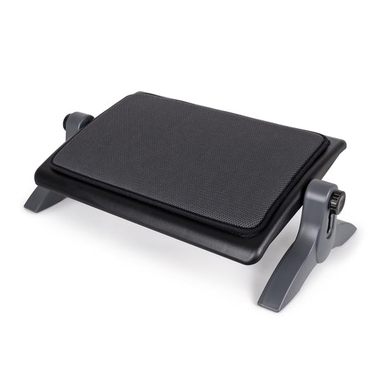 EHO Ottoman, Ergonomic Foot Rest for Under Desk, Adjustable Height and Angle, Sponge Platform, Anti-Slip, Ankle Support, Detachable Washable Cushion, Back and Leg Pain Relief, 21.6" L x 11.4" W, Black