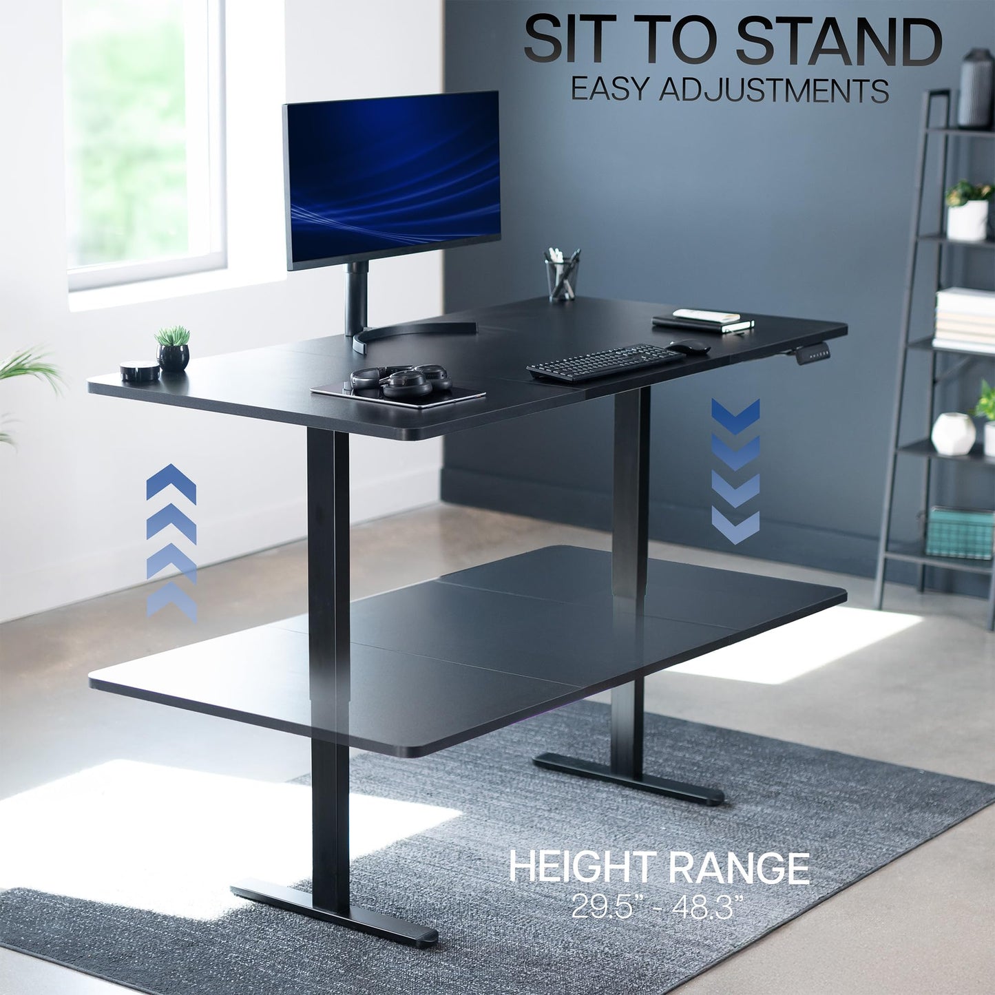 VIVO Electric 71 x 36 inch Standing Desk, Dual Motor Memory Controller Height Adjustment, E2B Series, Black Top Black Frame, DESK-KIT-E2B7B-36