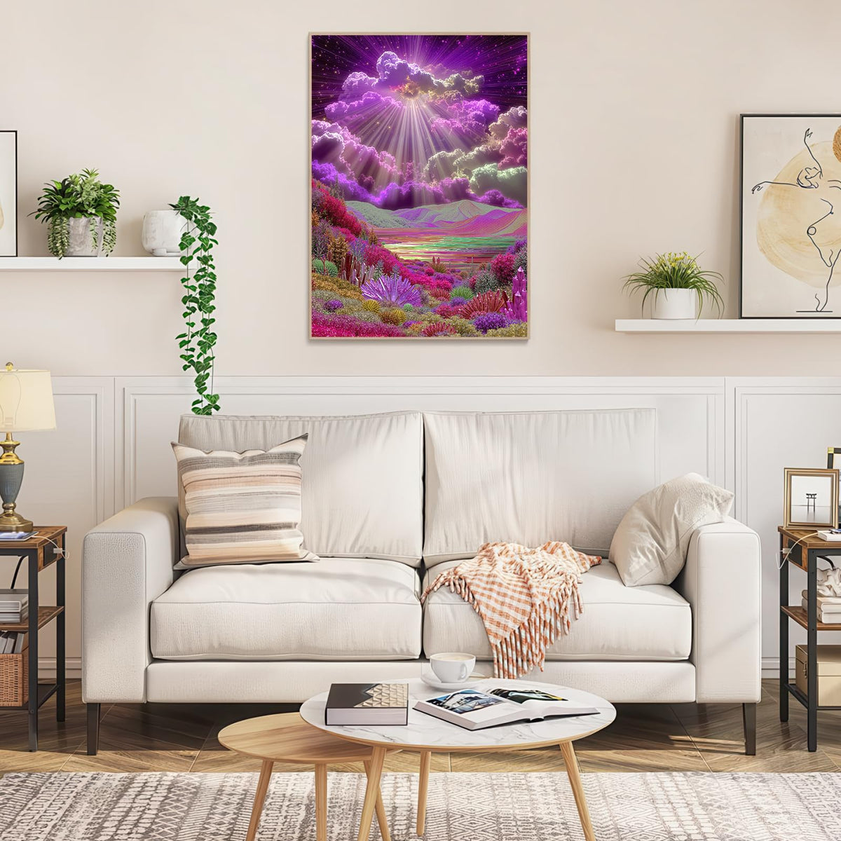 1000 Piece Jigsaw Puzzle, Magical Purple Crystal Fantasy Landscape