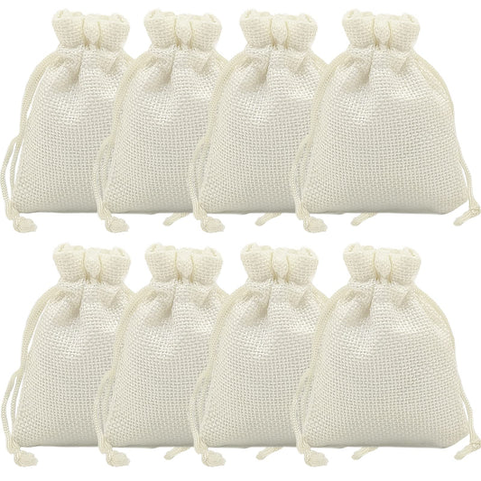 AICHLO 50PCS Burlap Gift Bags with Drawstring,Linen Candy Goodies Bag for Christmas Wedding Party and DIY Craft Packing (5x7 Inch | 13x18 CM, Beige)1