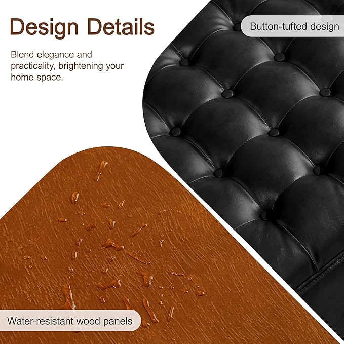 WUTUTUEE 30" Faux Leather Square Storage Ottoman