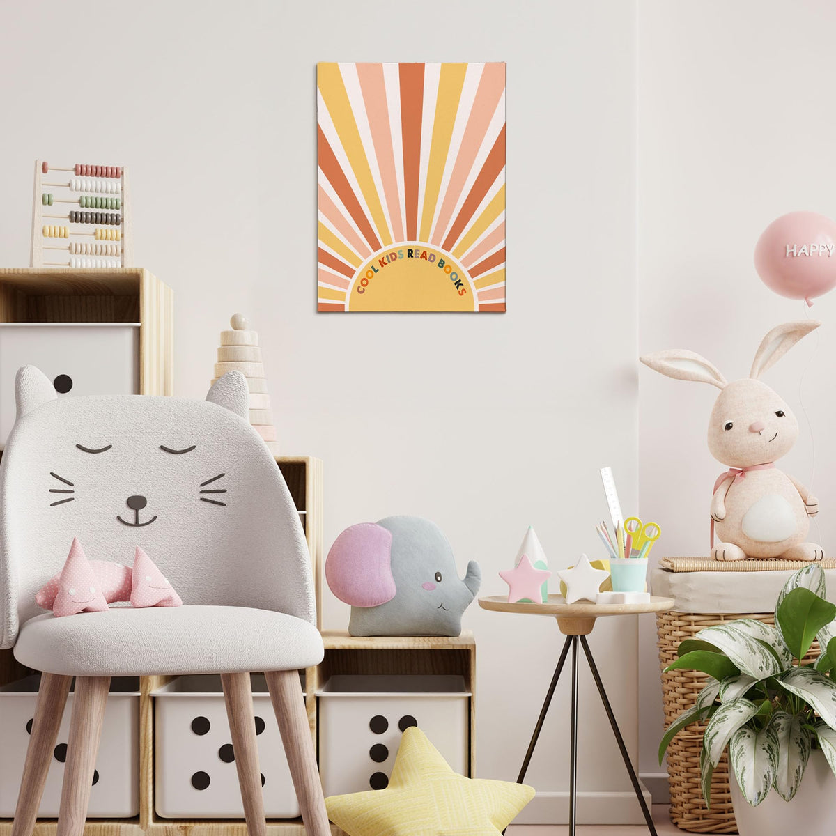XINCEYWJ Boho Sun Sunshine Classroom Wall Decor, Cool Kids Read Books Canvas Art Prints Framed, Read Corner, Teacher Gift, Classroom Welcome Reading Wall Art for Kids school Nursery Room, 11x14 In