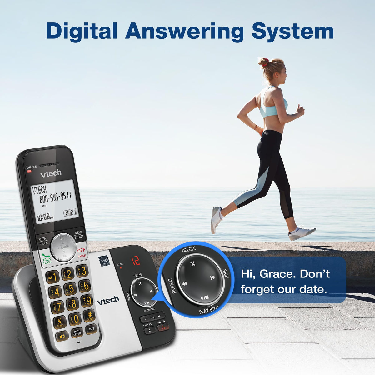 VTech VG232-5 DECT 6.0 Cordless Phone with Digital Answering Machine, 5 Handsets – Large Backlit Display, Big Buttons, Full-Duplex Speakerphone, Caller ID, Easy to Use